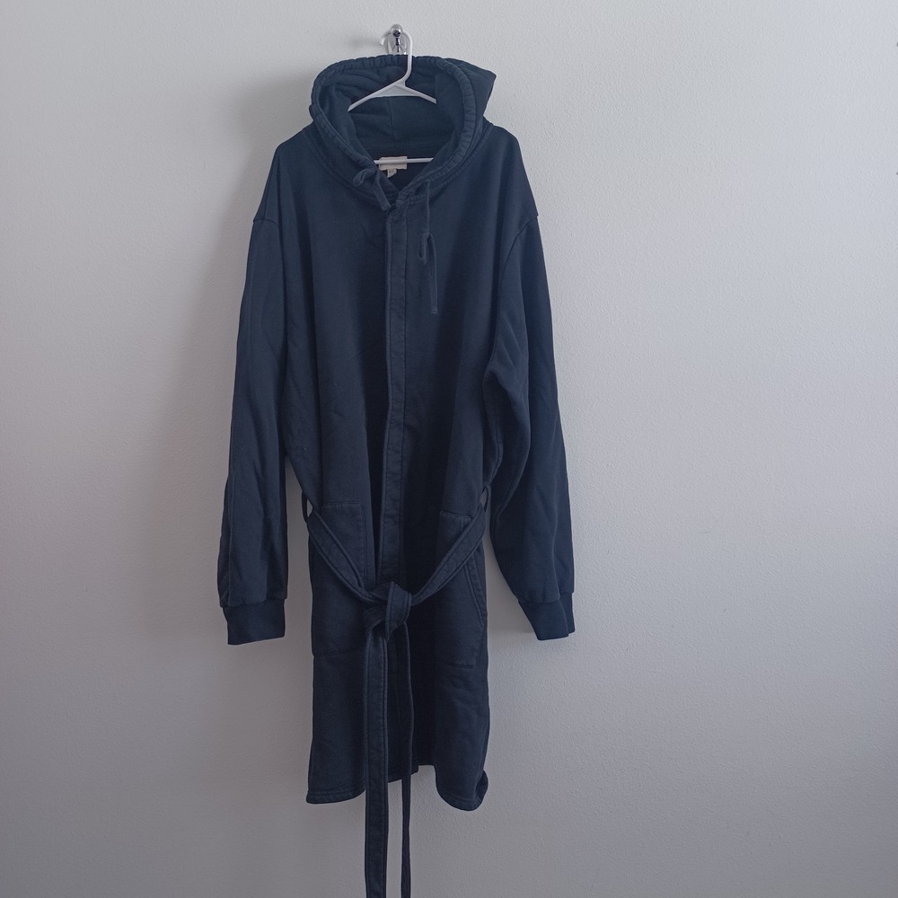 Dapper Boi Hoodie Robe Mens 4X Black Terry Cloth Button Up Heavyweight Relax Fit